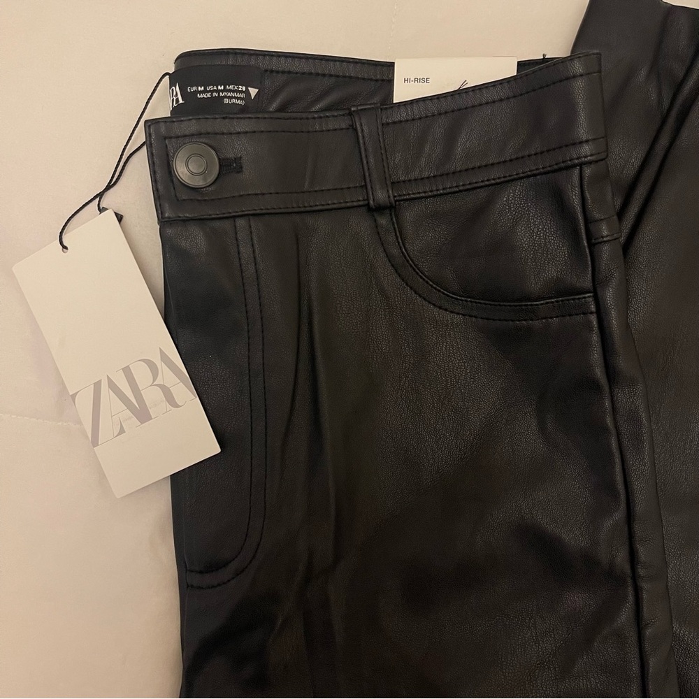 Zara NWT Black Faux Leather jean leggings